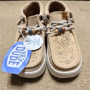 Hey Dude Beige with Beaded Laces